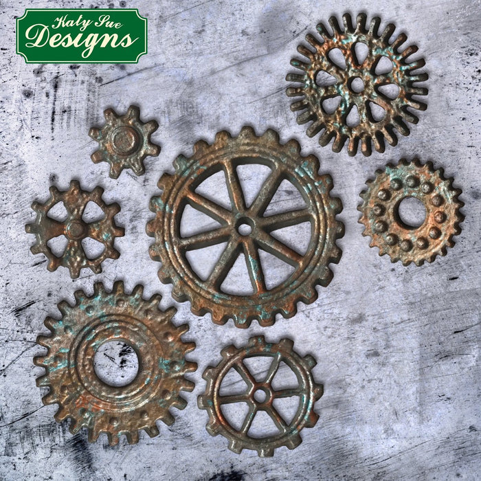 Katy Sue - Distressed Cogs Silicone Mould