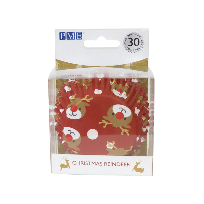 PME CUPCAKE CASES FOIL LINED - CHRISTMAS REINDEER PK/30