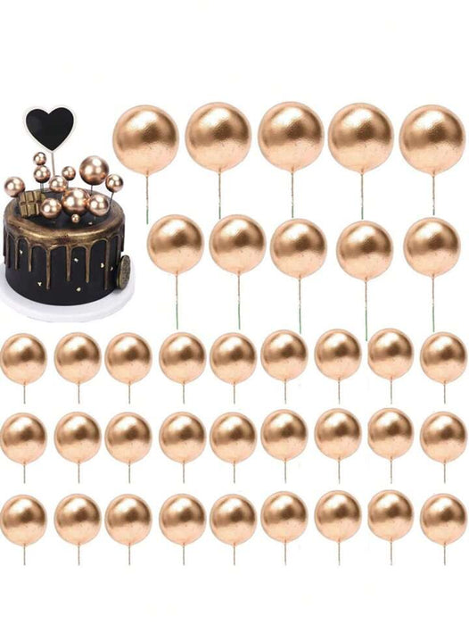 Gold - Metallic Ball Cake Decorating Topper - Without Inserts ( Pack of 20 )