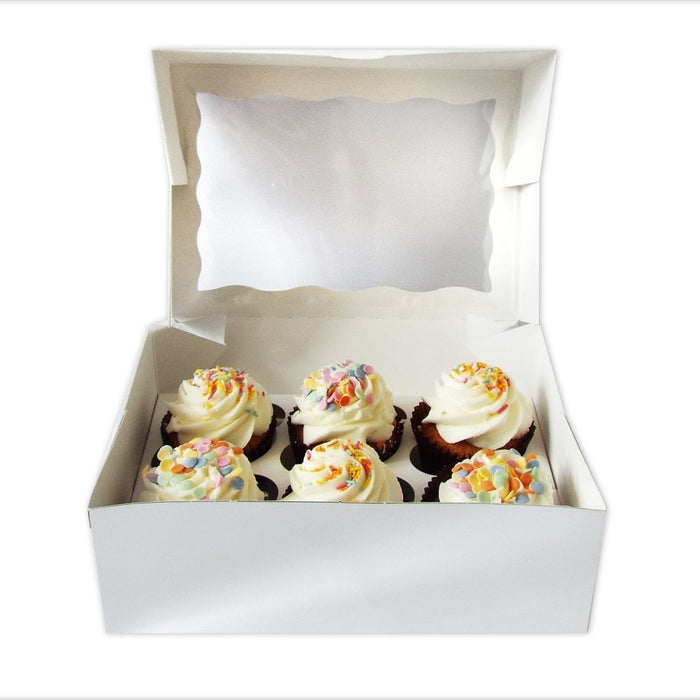 Satin Silver Luxury Cupcake Box With Window - 3" Deep