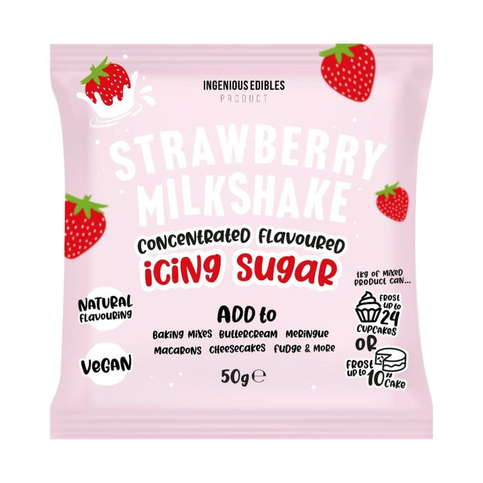 Ingenious Edibles - Strawberry Milkshake Flavoured Concentrated Icing Sugar 50g