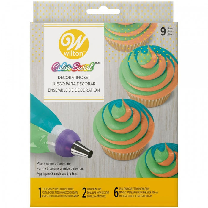 Wilton ColorSwirl Tri-Color Coupler Set of 9 ( Includes Tips/Icing Bags