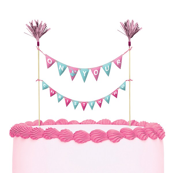 Cake Bunting 'On Your Christening' - Pink