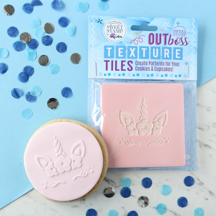 Sweet Stamps - OUTboss Texture Tiles - Floral Unicorn