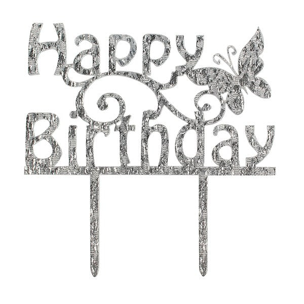 Cake Star - Happy Birthday Topper - Silver