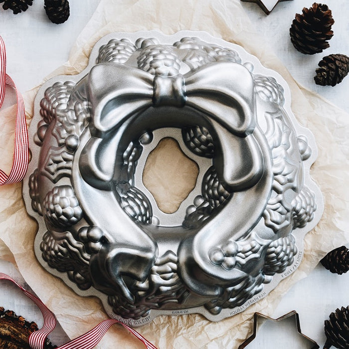 Holiday / Christmas Wreath Bundt Pan - Silver - Nordic Ware