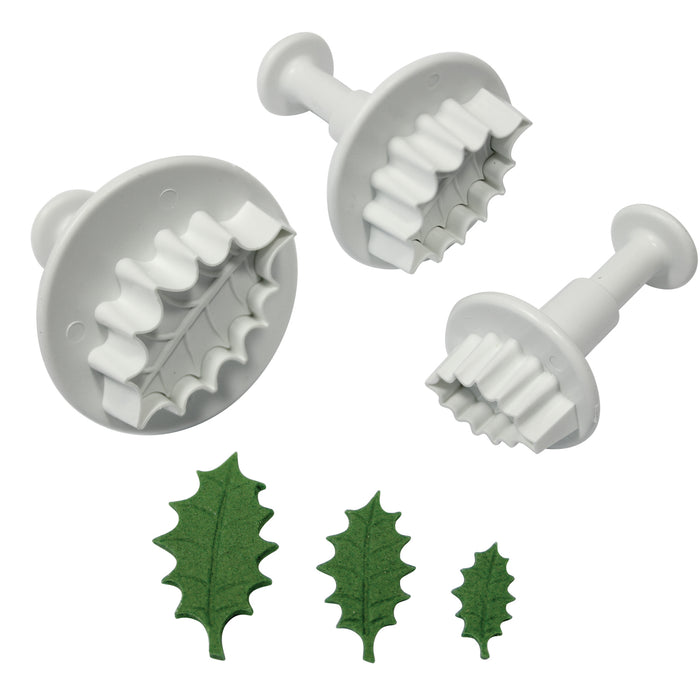 Veined Holly Leaf Plunger Cutter set PME ( Small Set )