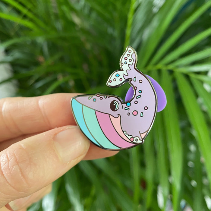 Zoe's Fancy Cakes Whale Pin - Lilac Pastel Rainbow