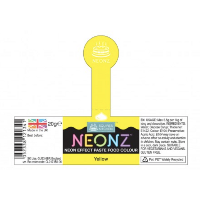 Squires Kitchen Neonz Food Paste - Yellow