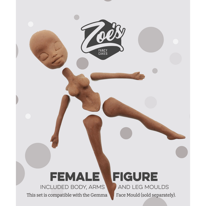 Cake Topper Small Adult Female Figure Mould by Zoe's Fancy Cakes - Full Set (Includes Gemma Head)