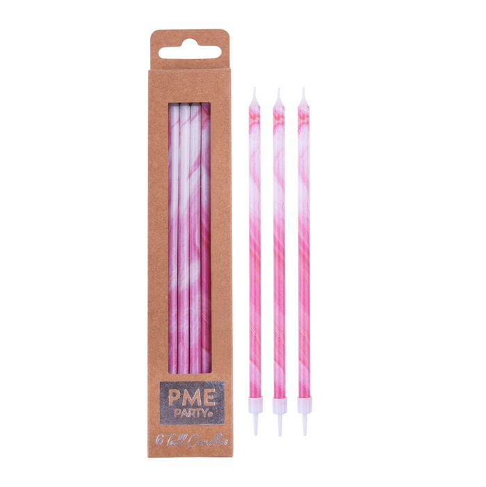 PME - CANDLES TALL - PINK MARBLE PK/6