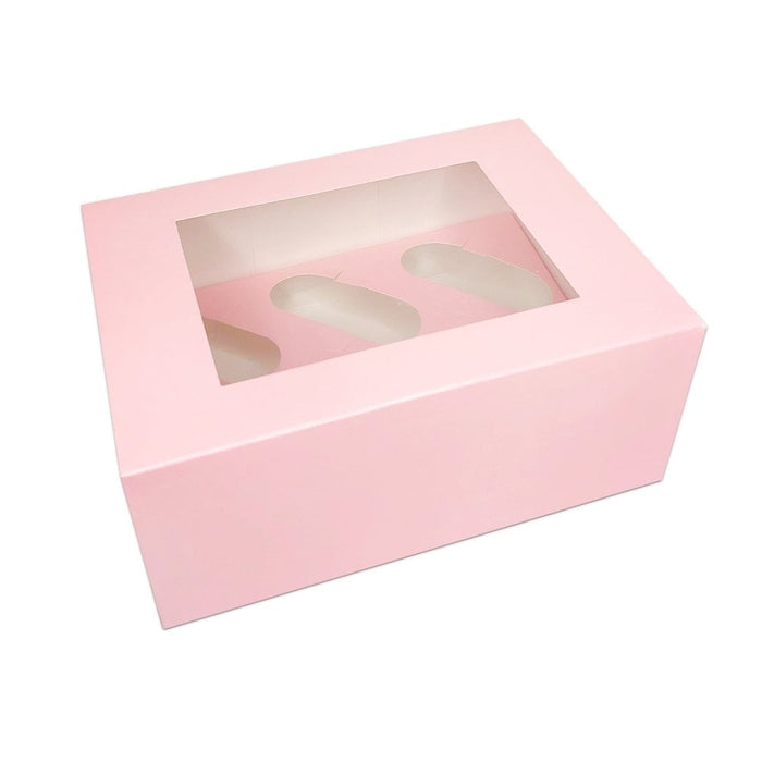 Baby Pink Luxury Cupcake Box With Window - 4" Deep