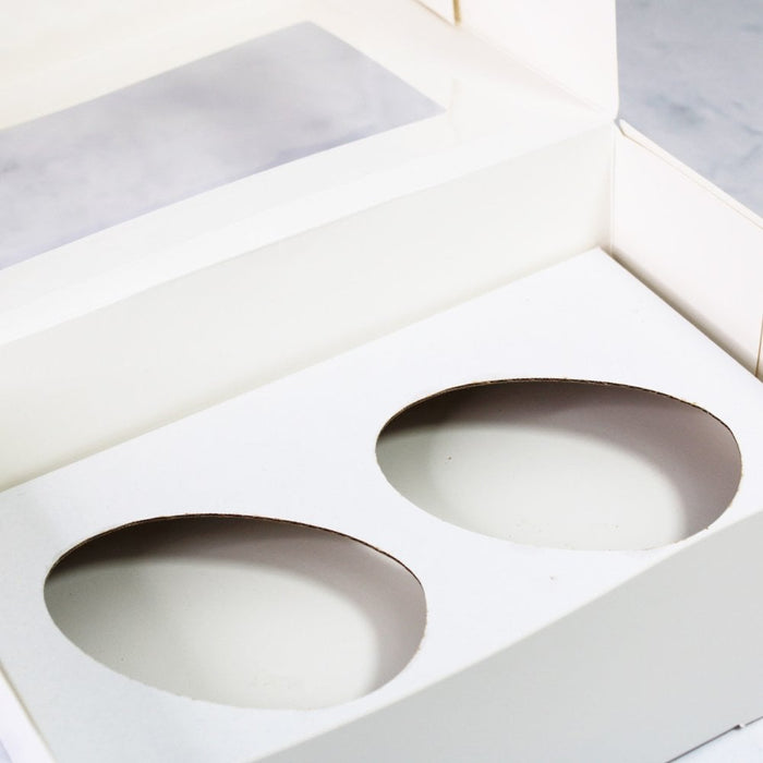 White Easter Egg Box With Window - Holds 2