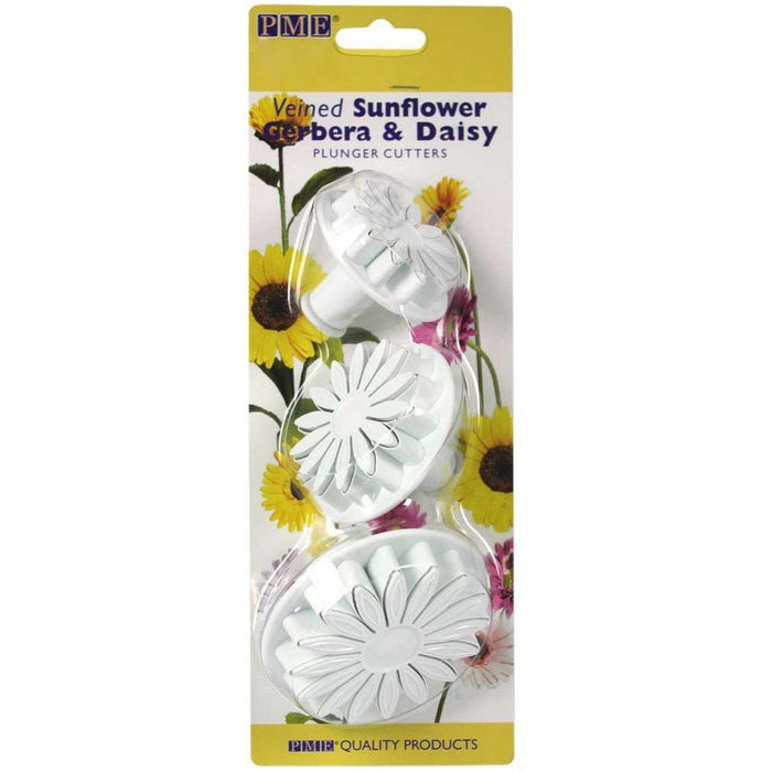 PME Floral Plunger Cutters - Veined Sunflower / Daisy / Gerbera Set of 3