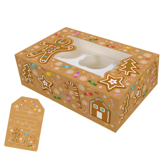 6/12 Cupcake Box - Gingerbread