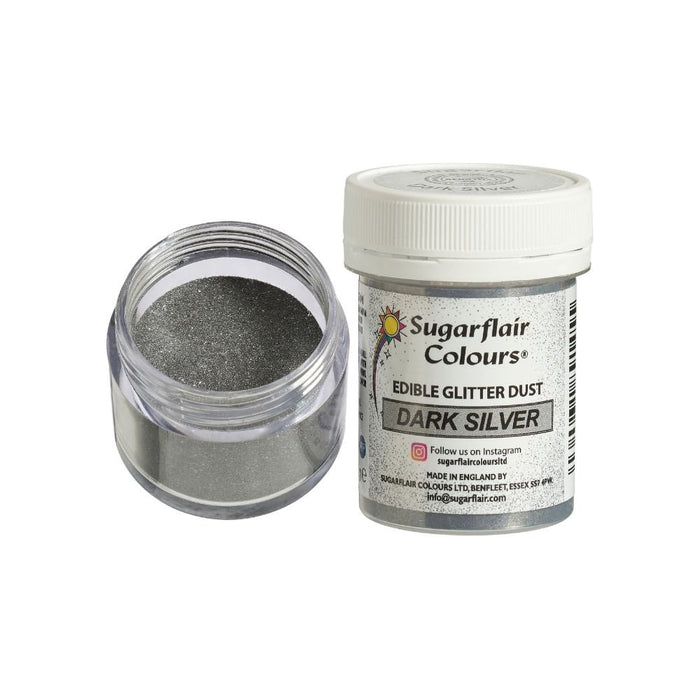 Sugarflair Dark Silver Edible Glitter Lustre Dust