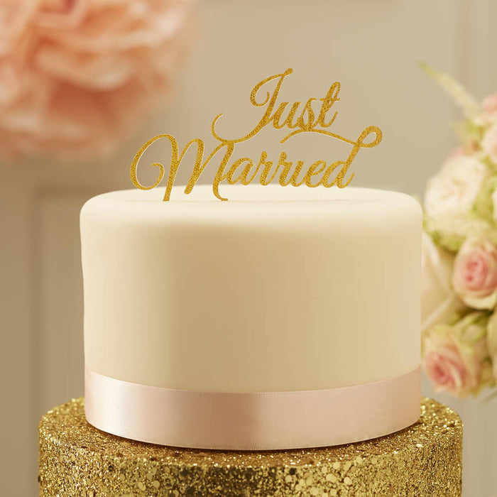 Ginger Ray - Just Married Gold Cake Topper