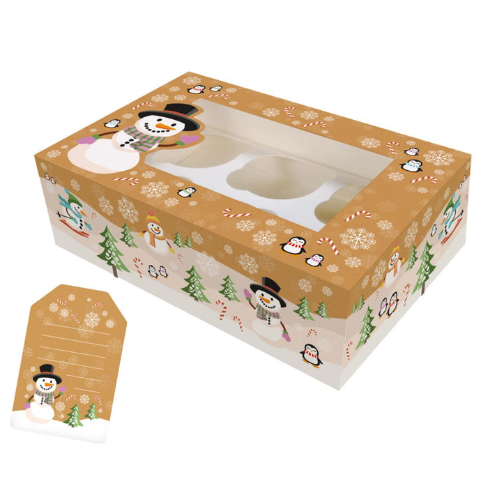 6/12 Cupcake Box - Snowman