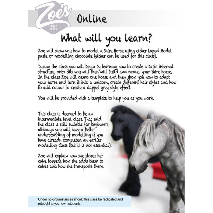 Online Shire Horse Modelling Class